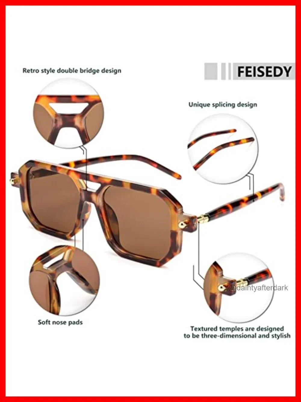 Square 70s Flat Aviator Sunglasses Retro Stylish Frame UV400 Protection